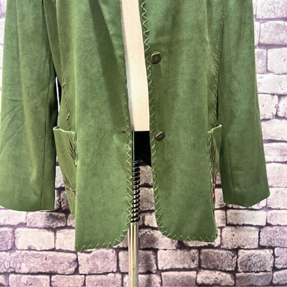 Susan Graver Green Button Down Long Sleeve Jacket Size L - Picture 3 of 9